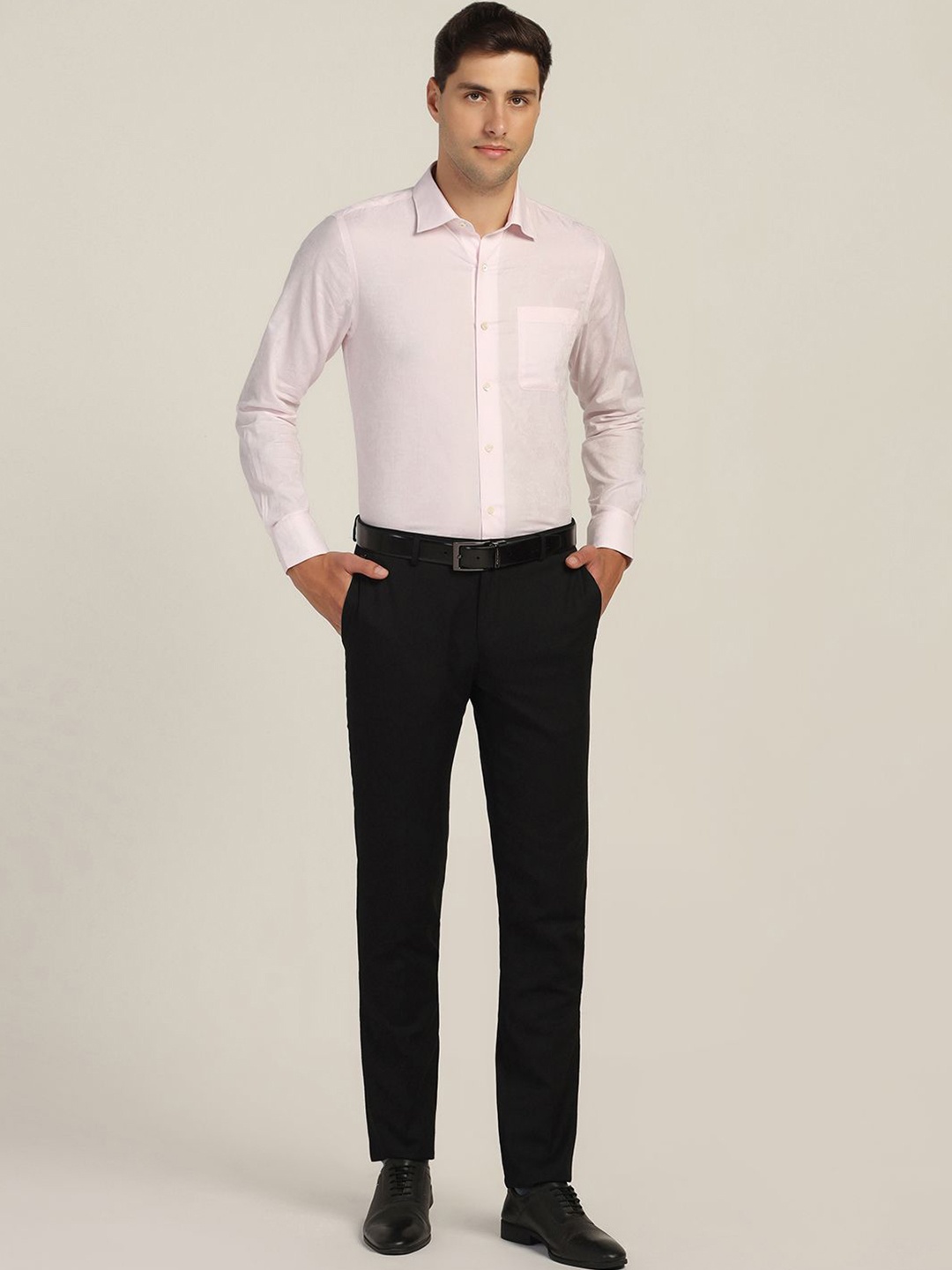 

Blackberrys Men India Slim Spread Collar Solid Cotton Slim Fit Formal Shirt, White