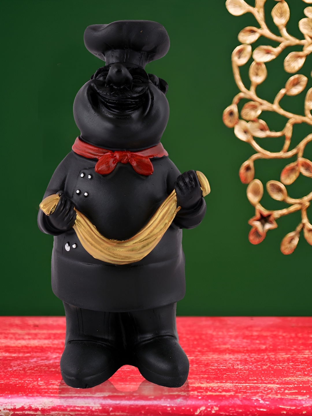 

Zart Black & Gold-Toned Chef Statue Figurines Showpiece