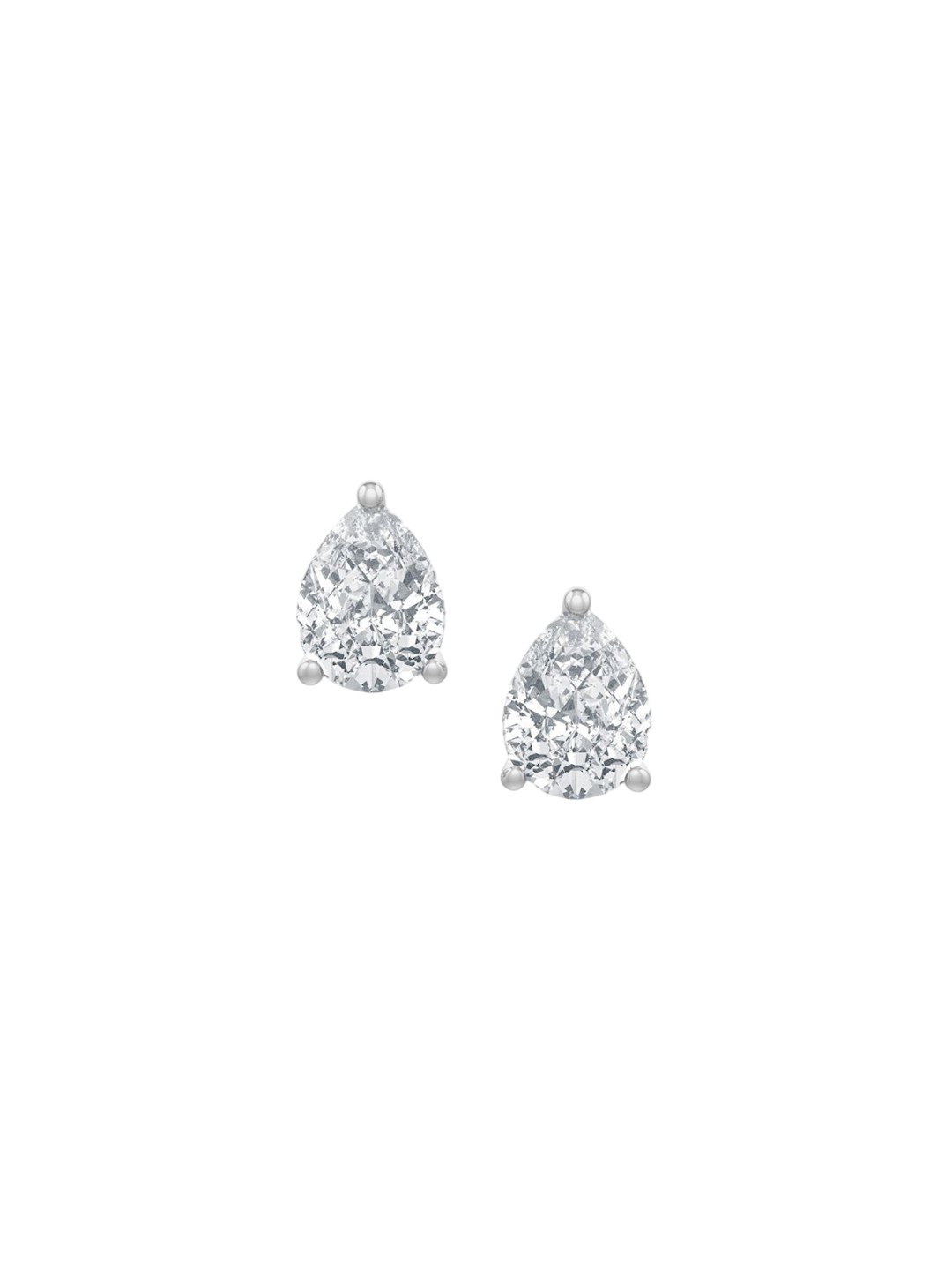 

MISS JO 925 Sterling Silver Rhodium-Plated CZ-Stone Studded Pear Shaped Studs