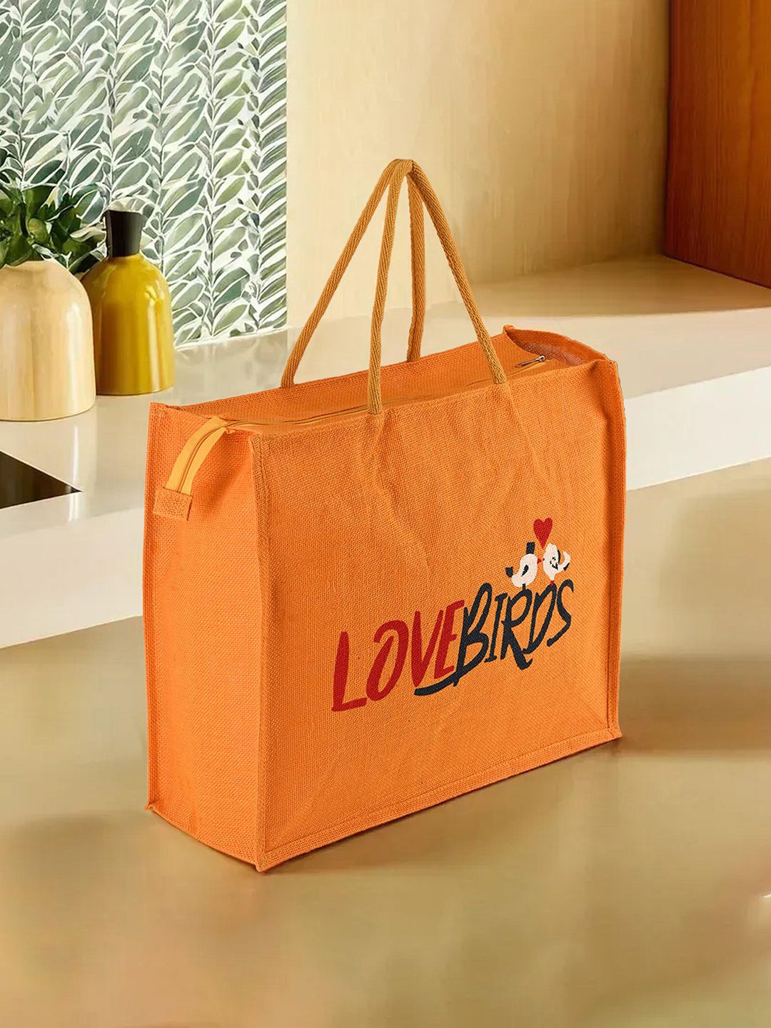 

Kuber Industries Unisex Typography Printed Shopper Lunch Bag, Orange