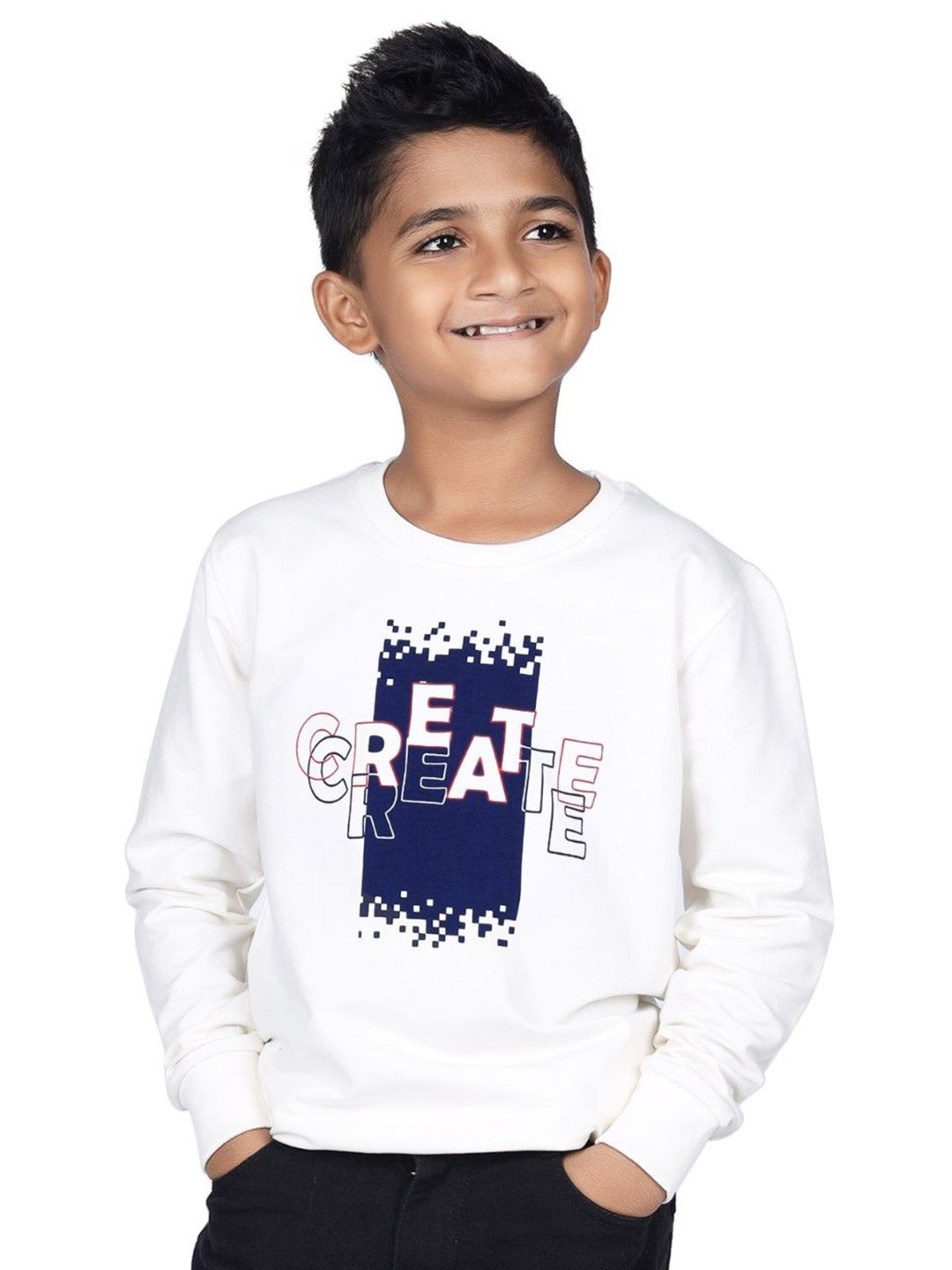 

CRAZYPENGUIN ELITE Boys Printed Sweatshirt, White