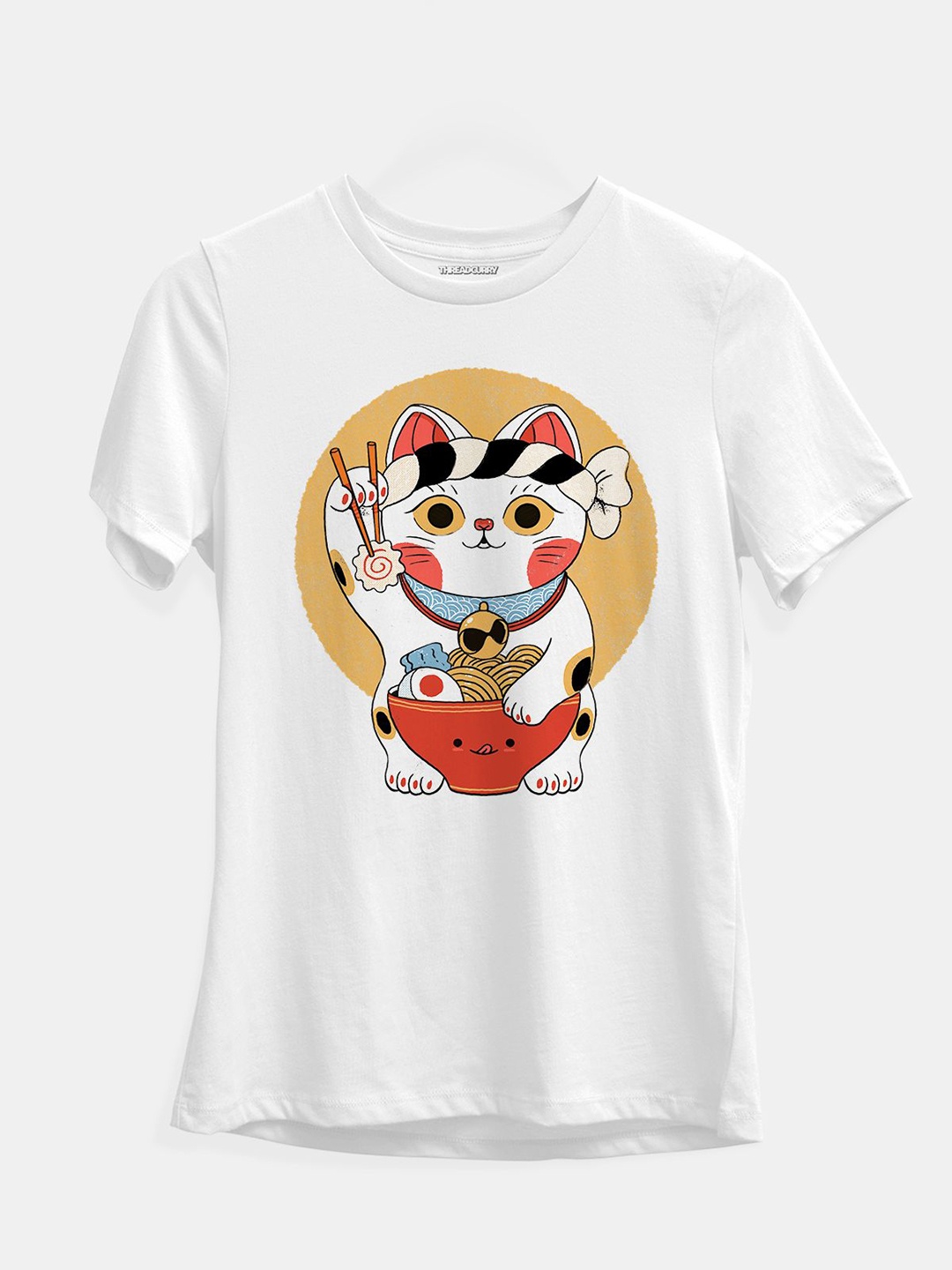 

THREADCURRY Girls Graphic Printed Round Neck Cotton T-shirt, White