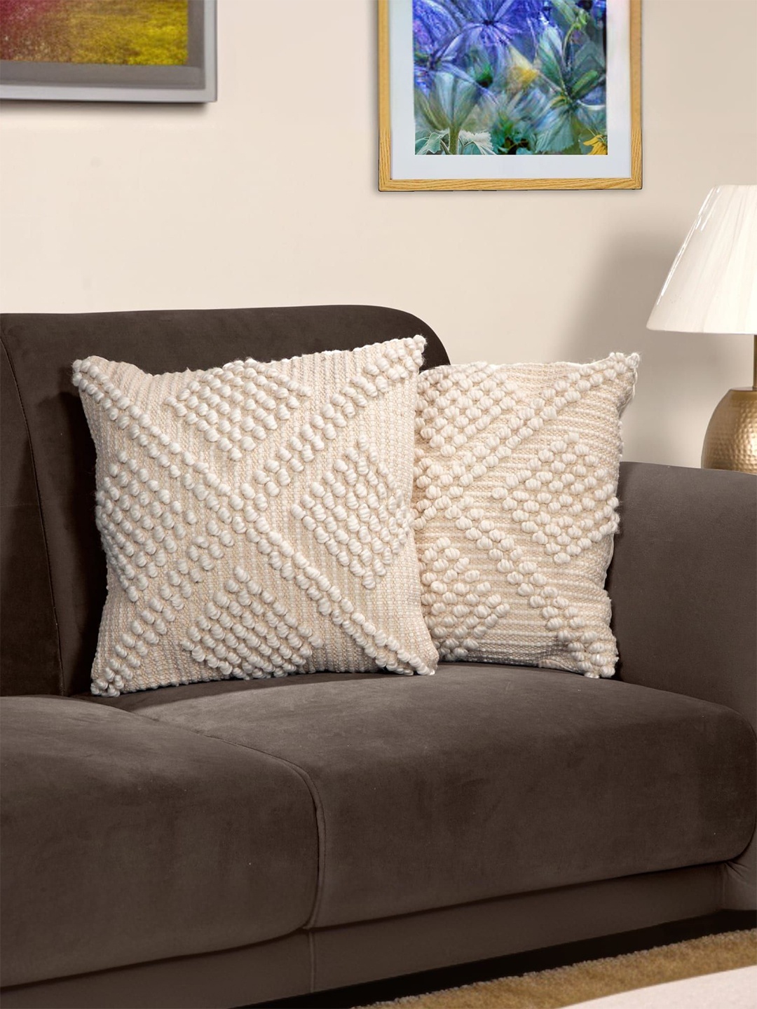 

Anko Cream-Coloured 2 Pieces Textured Square Cushion Covers