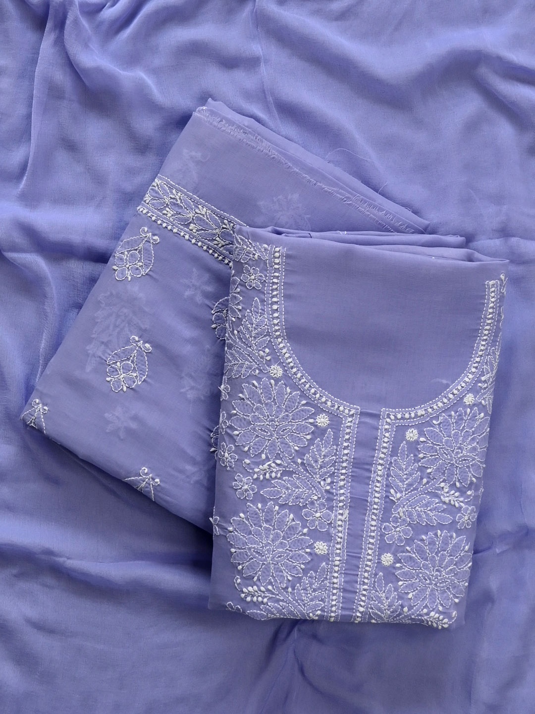 

Seva Chikan Floral Lucknowi Chikankari Embroidered Unstitched Dress Material, Mauve