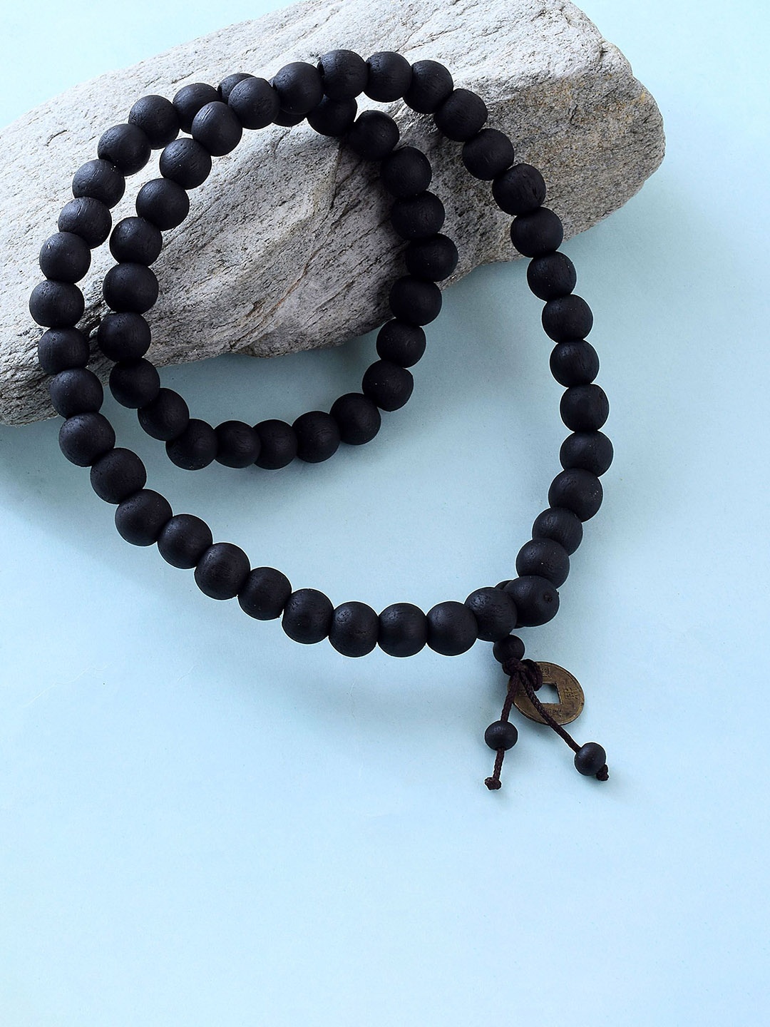

MEMOIR Unisex Wooden Beaded Elasticated Bracelet, Black
