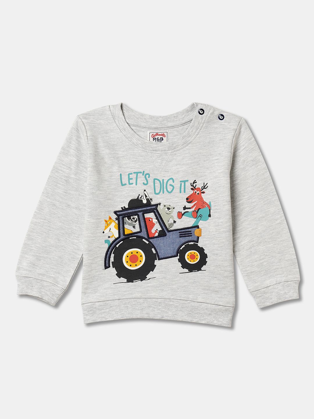 

R&B Boys Printed Sweatshirt, Grey
