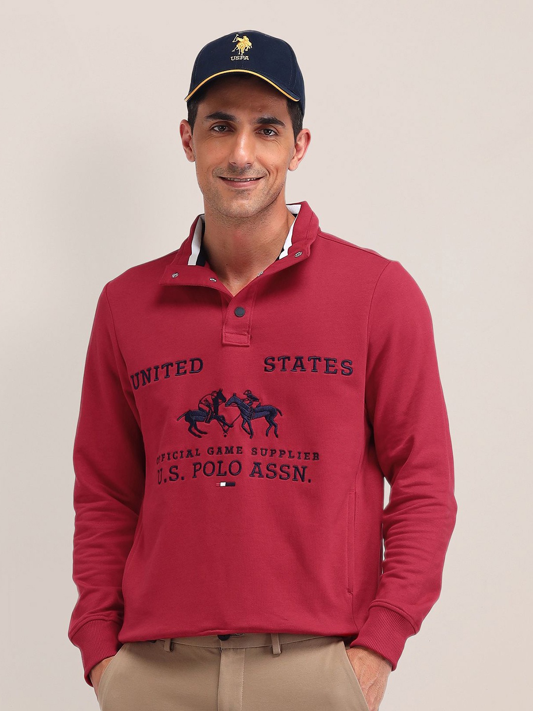 

U.S. Polo Assn. Men Embroidered Sweatshirt, Red