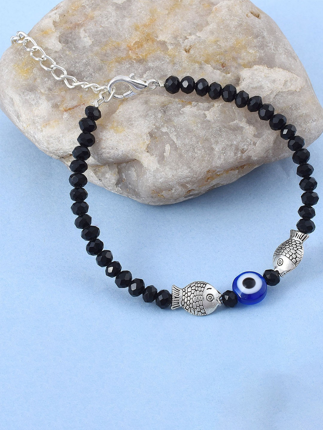 

MEMOIR Silver Plated Evil Eye Beaded Wraparound Bracelet