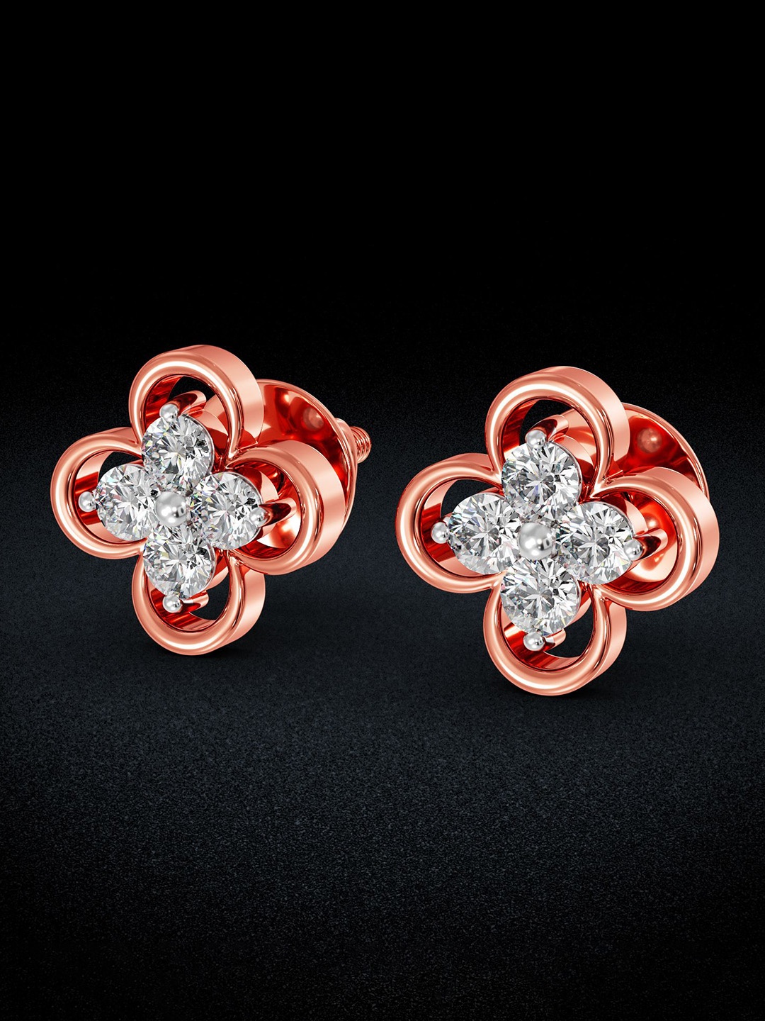 

Joyalukkas 18KT Gold Diamond Stud Earrings 1.58gm, Rose gold