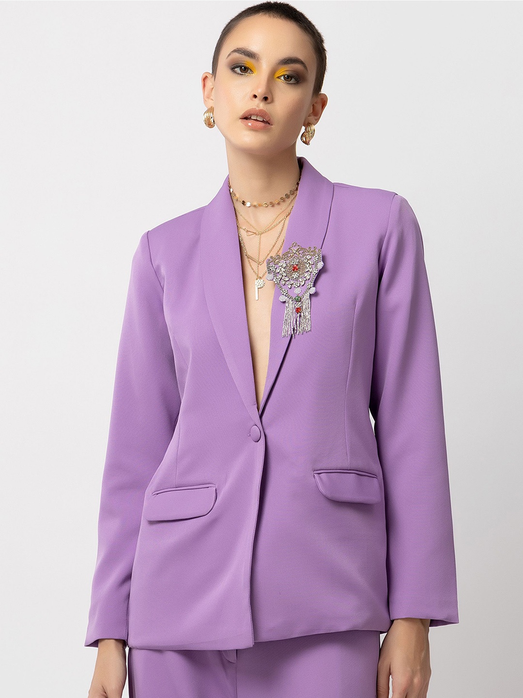 

Diwaah Notched Lapel Collar Blazer With Trouser, Lavender