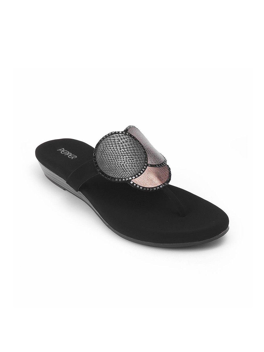 

PEPPER Women Embellished Party T-Strap Flats, Black