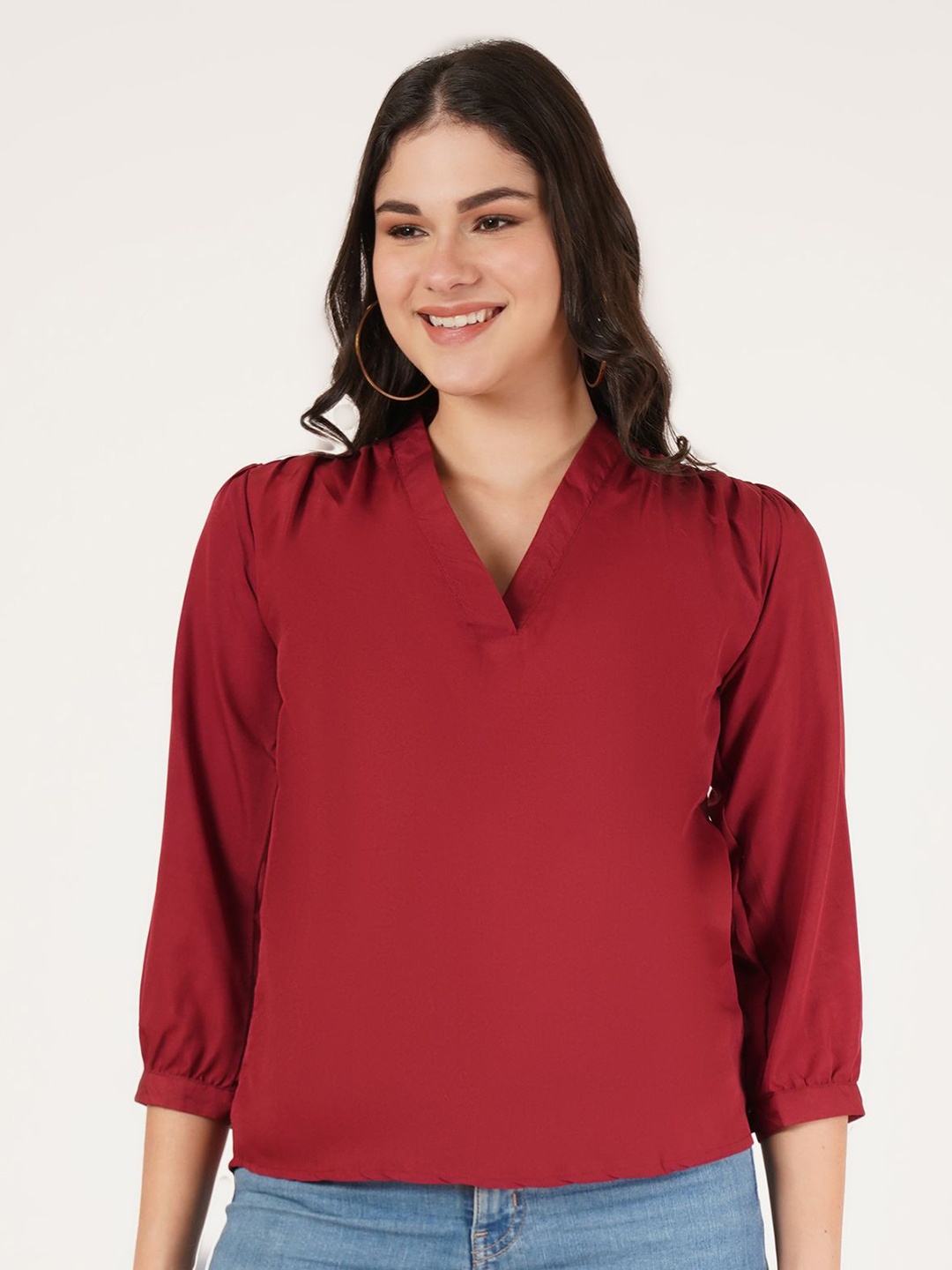 

Brownverse Women Solid Top, Maroon
