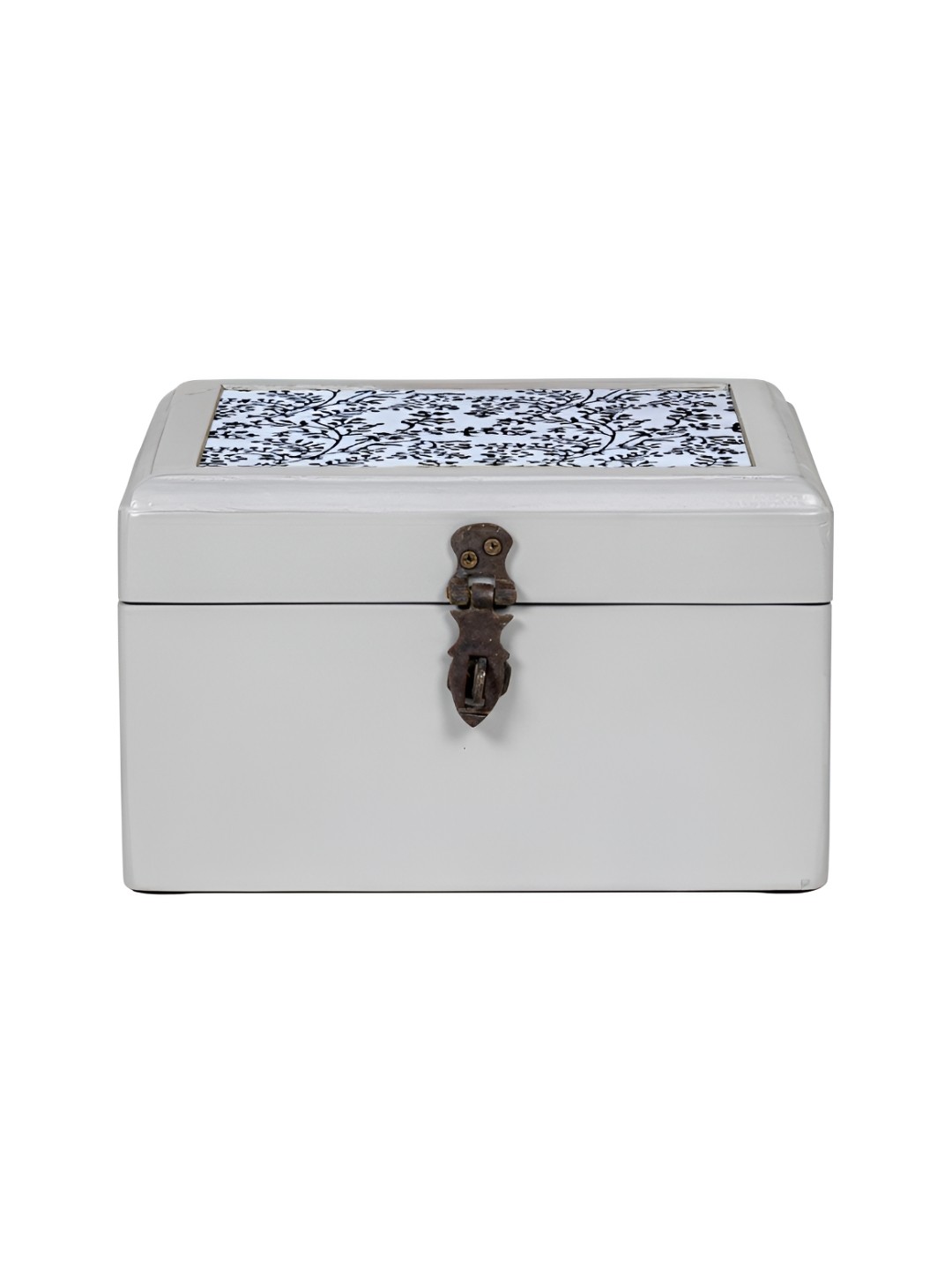 

Contrast Living Black and White Floral Printed Wooden Regular Jewellery Organiser