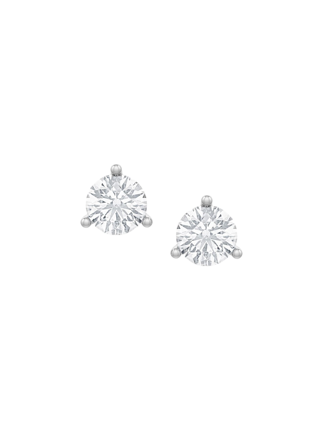 

MISS JO 92.5 Sterling Silver Rhodium-Plated Solitaire CZ Studded Studs Earrings