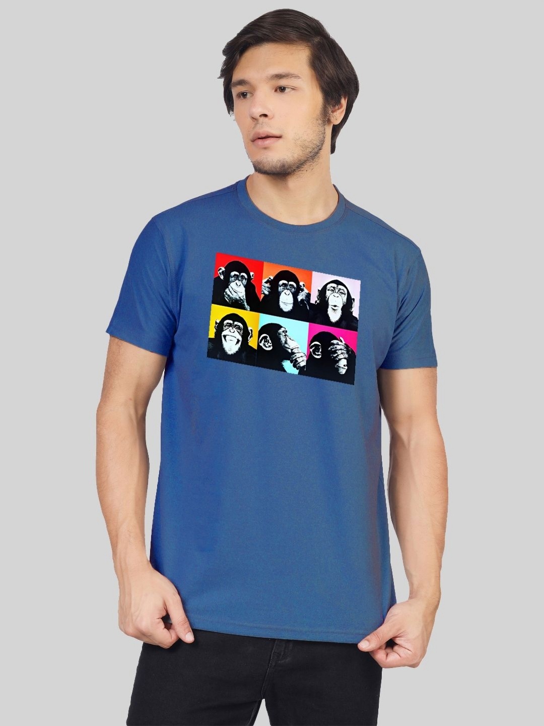 

Greylongg Men Graphic Printed Round Neck T-shirt, Blue