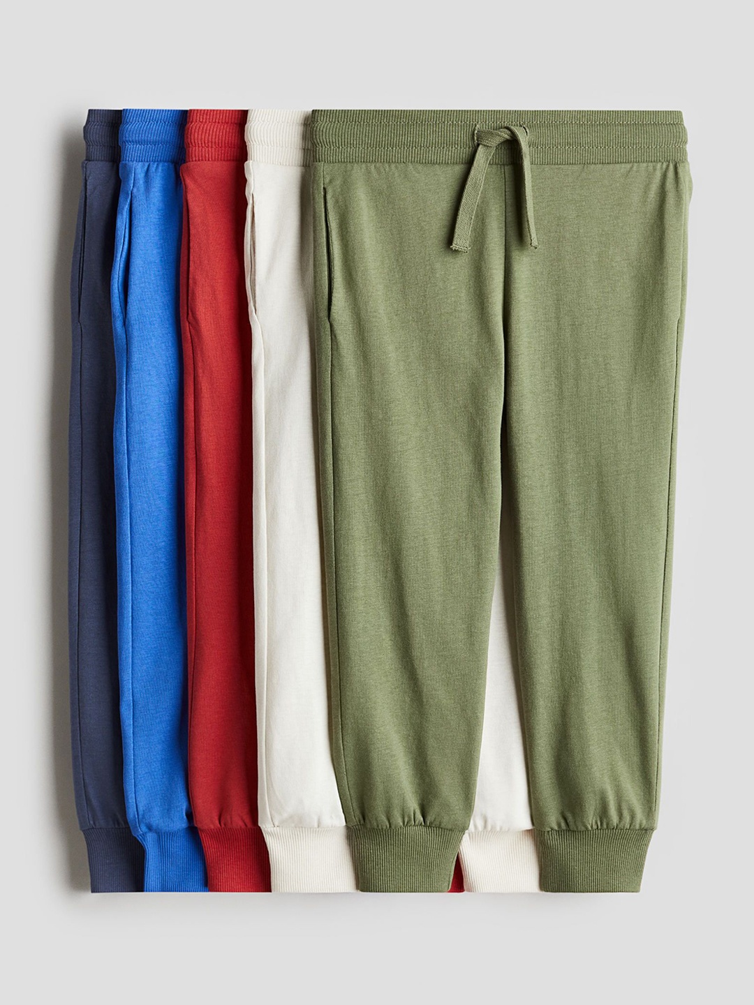 

H&M Boys Pack Of 5 Cotton Joggers, Green