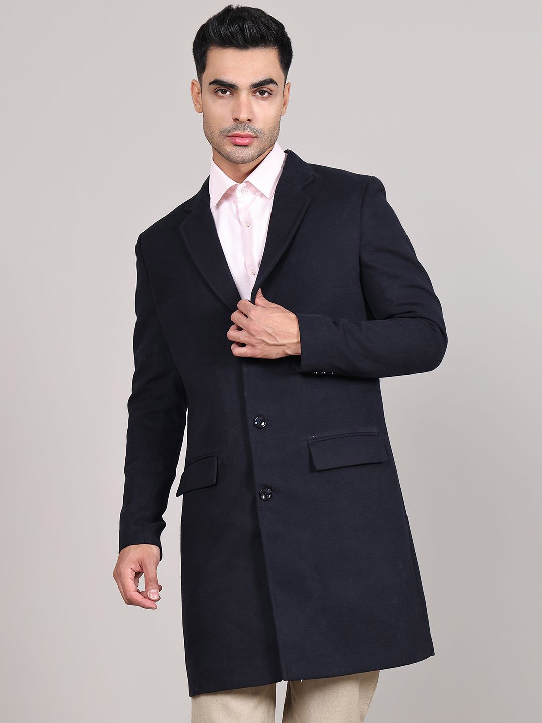 

HOUSE OF VEDAS Men Notched Lapel Over Coats, Navy blue