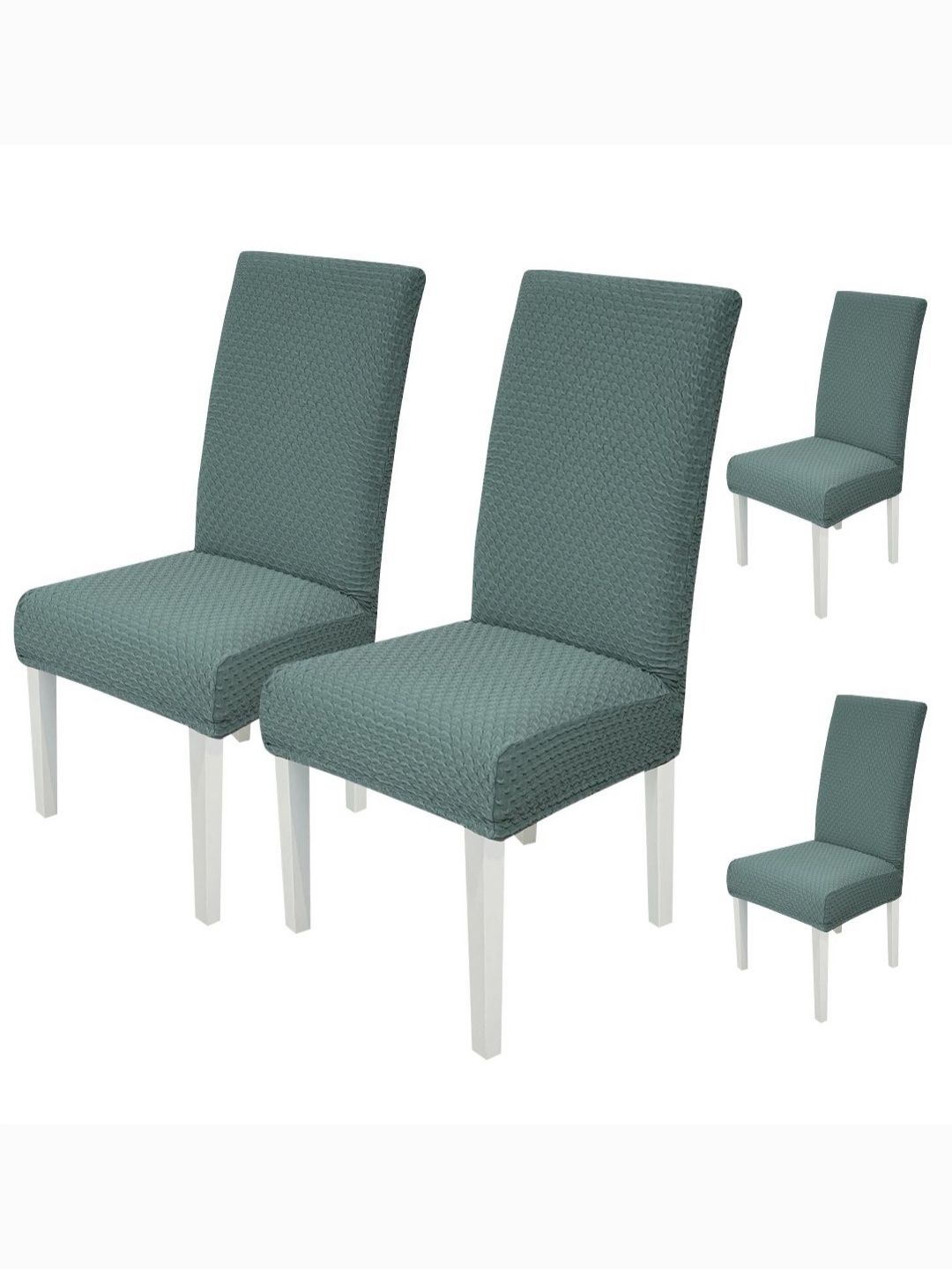 

HOUSE OF QUIRK Green 4 Pieces Textured Jacquard Removable & Washable Chair Covers