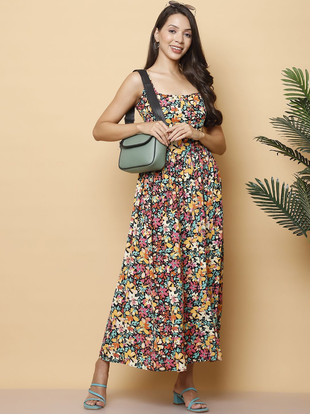 

250 DESIGNS Women Floral Georgette Fit - Flare Maxi Dress, Multi