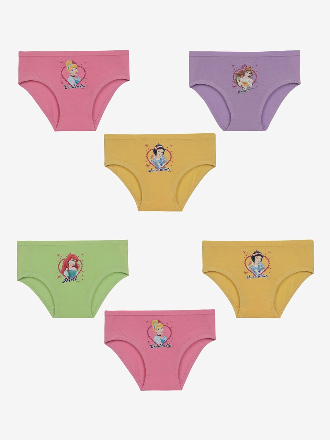 

Bodycare Girls Pack Of 6 Disney Princess Printed Assorted Hipster Briefs