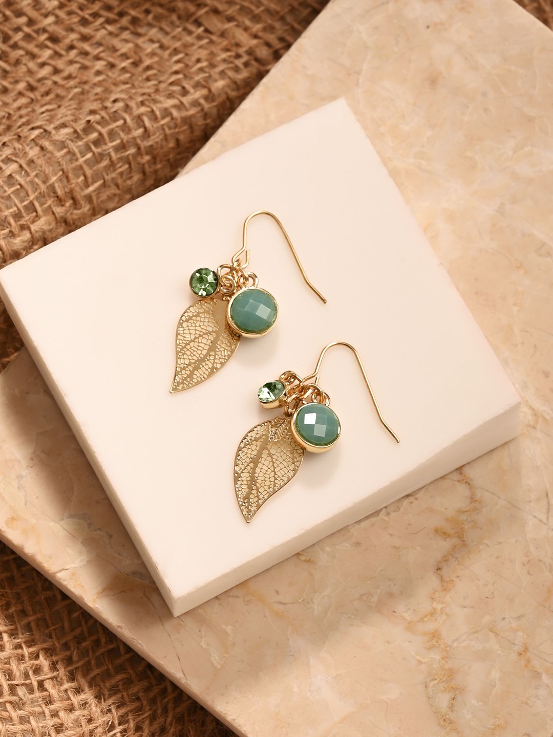 

Accessorize Leaf Shaped Crystals Drop Earrings, Green