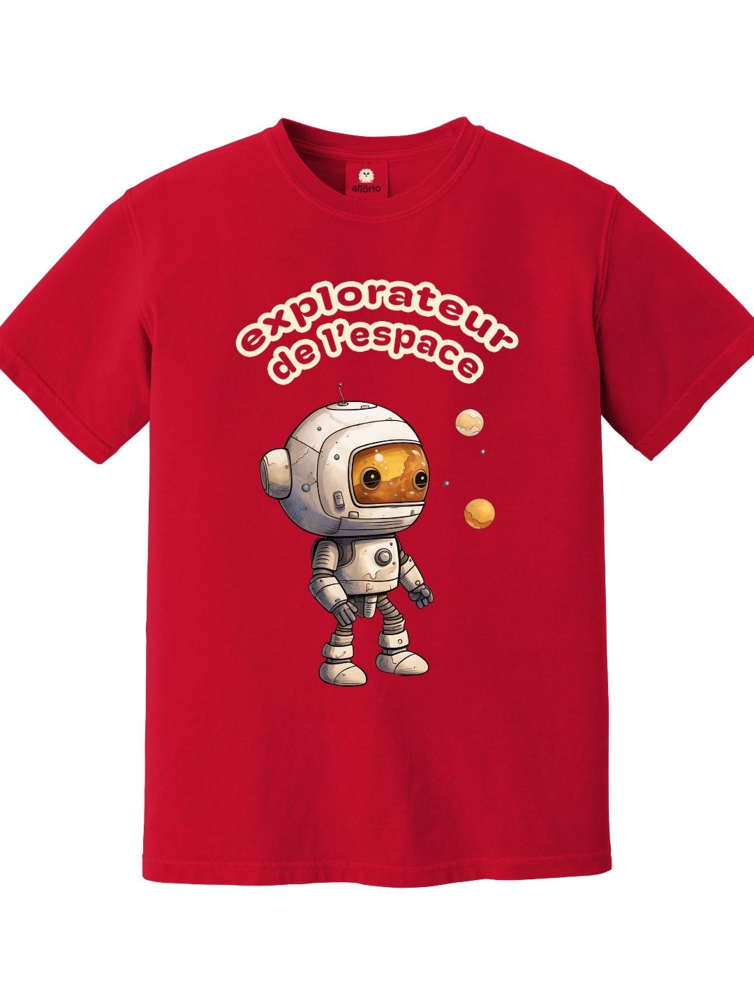 

allorio kids Boys Printed Pure Cotton Applique T-shirt, Red