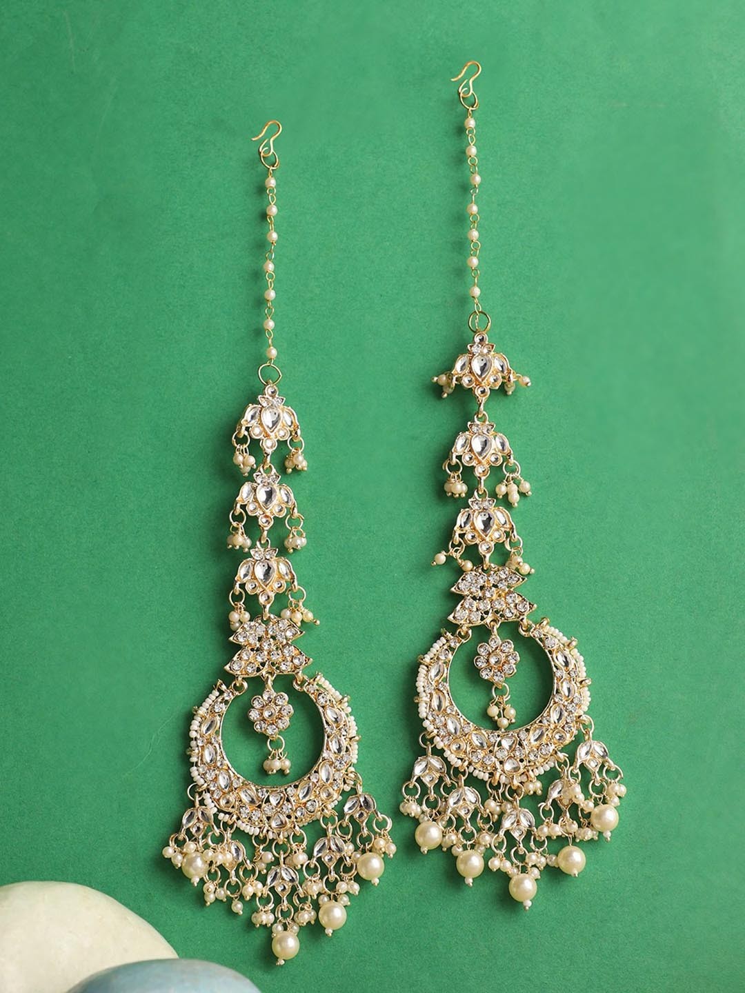 

Anouk Gold Plated Stone Studded & Beaded Contemporary Chandbalis
