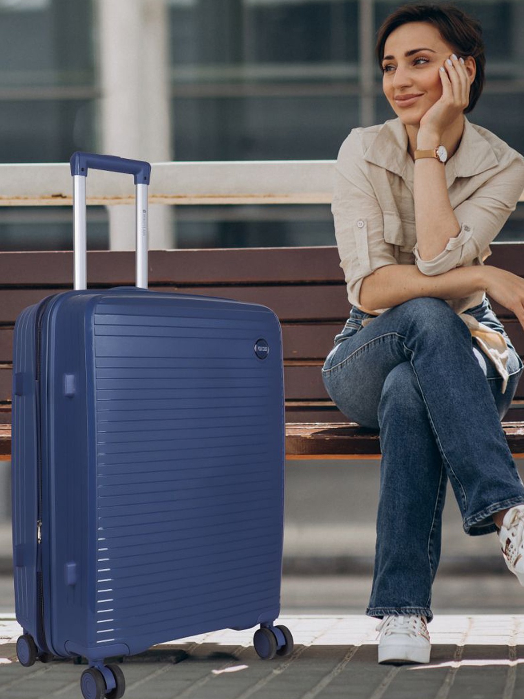 

Polo Class 2-Pcs Textured Hard Sided Trolly Bag, Blue