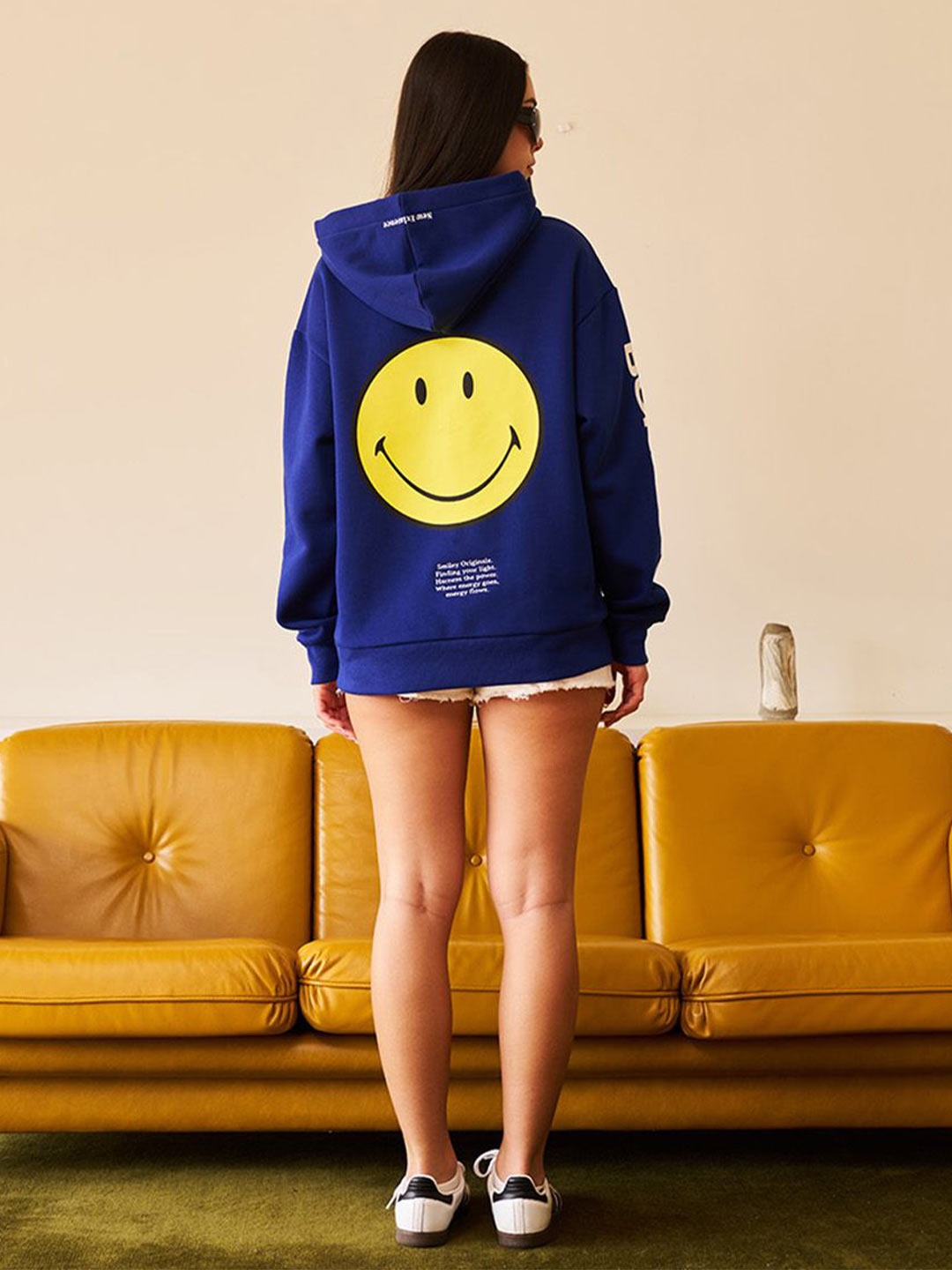 

Bonkers Corner Women Printed Hooded Pullover Sweatshirt, Blue