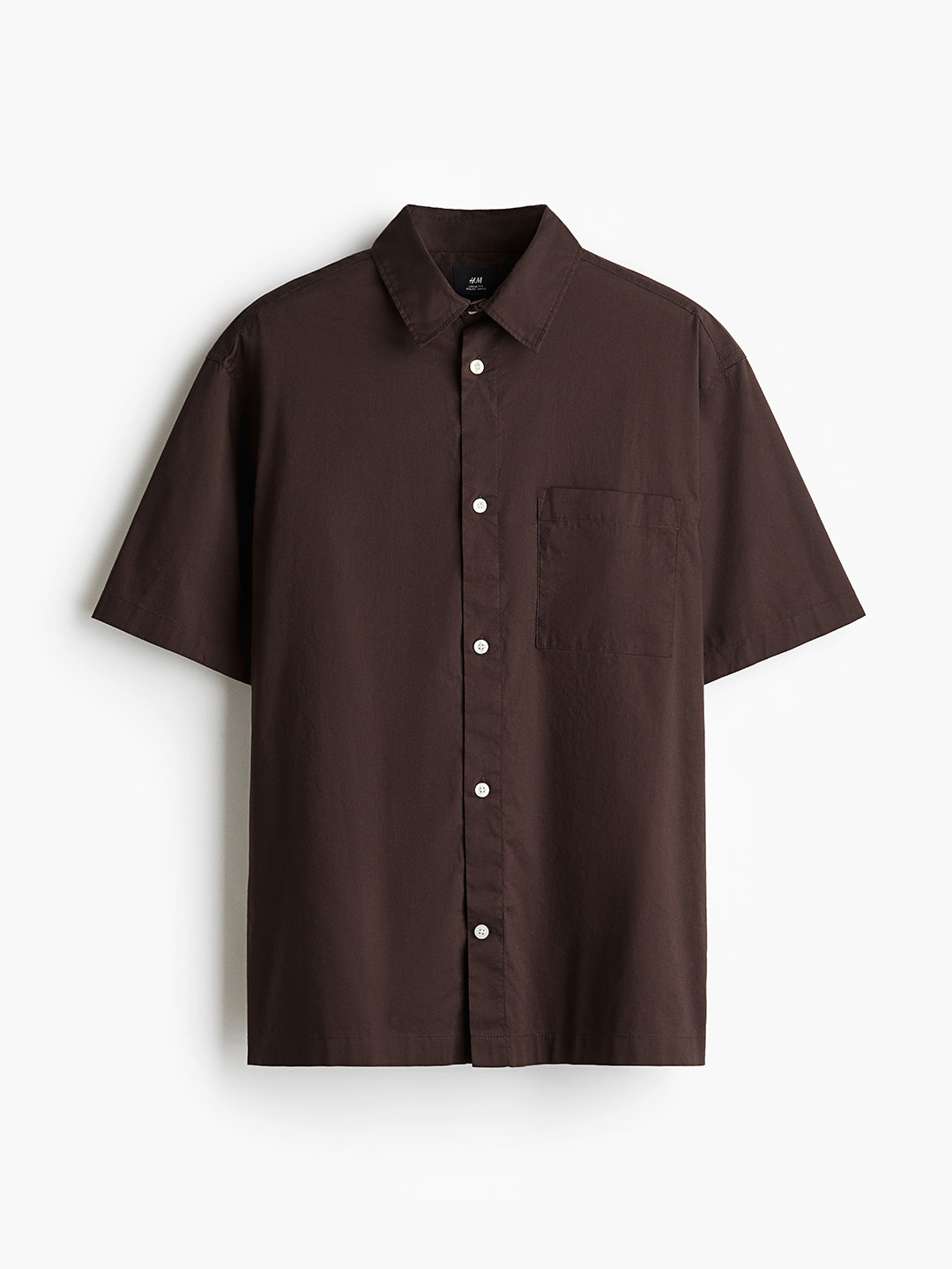 

H&M Loose Fit Short-Sleeved Shirt, Brown