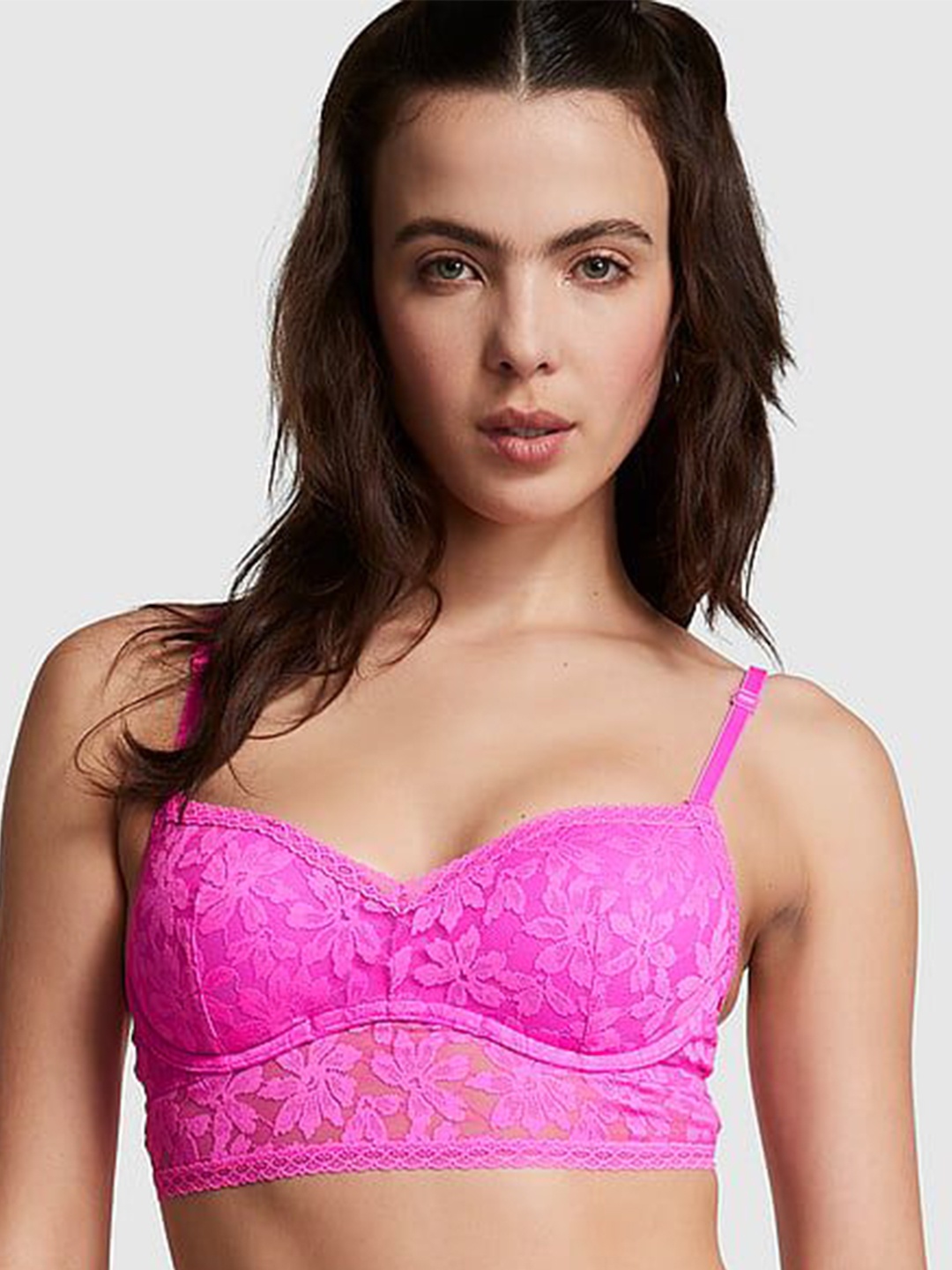 

Victoria's Secret Floral Bralette Medium Coverage Underwired Lightly Padded Bra, Pink