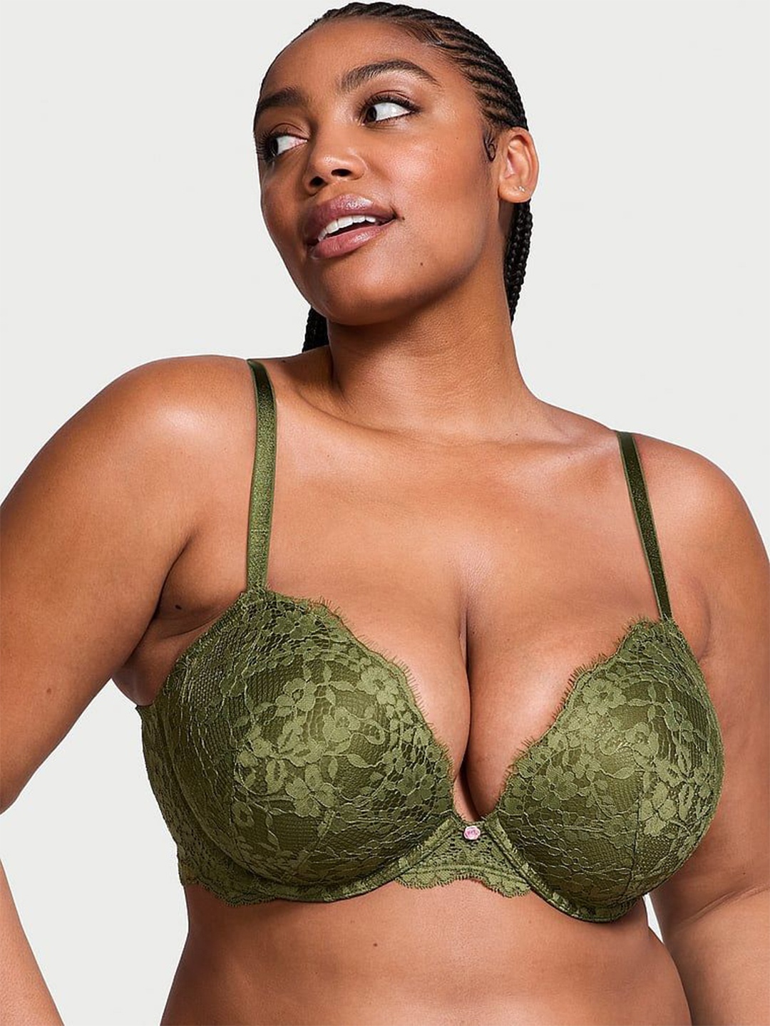 

Victoria's Secret Women Plus Size Full Coverage Lightly Padded Lace Push-Up Bra, Green