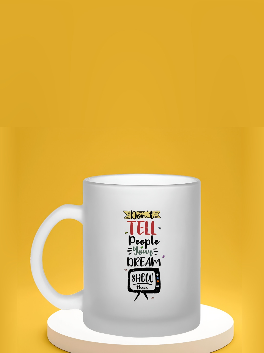 

SUBLIKRAFT White & Black Printed Dishwasher Safe Glass Glossy Cup