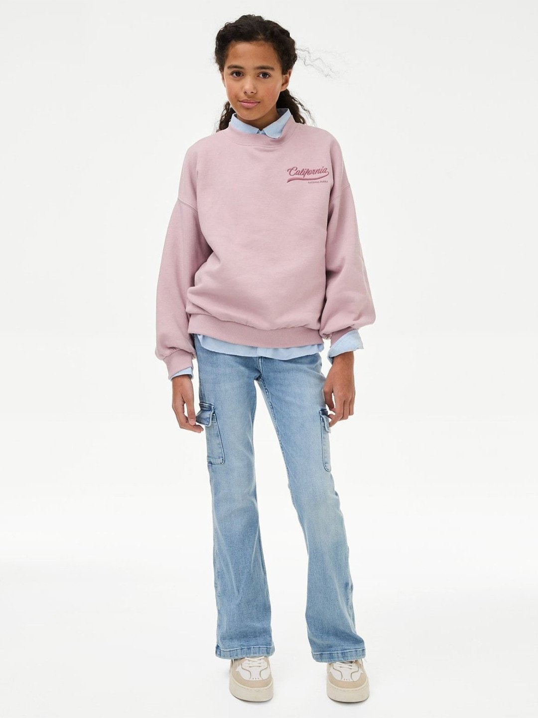 

Marks & Spencer Girls Typography Printed Round Neck Pullover Sweatshirt, Pink