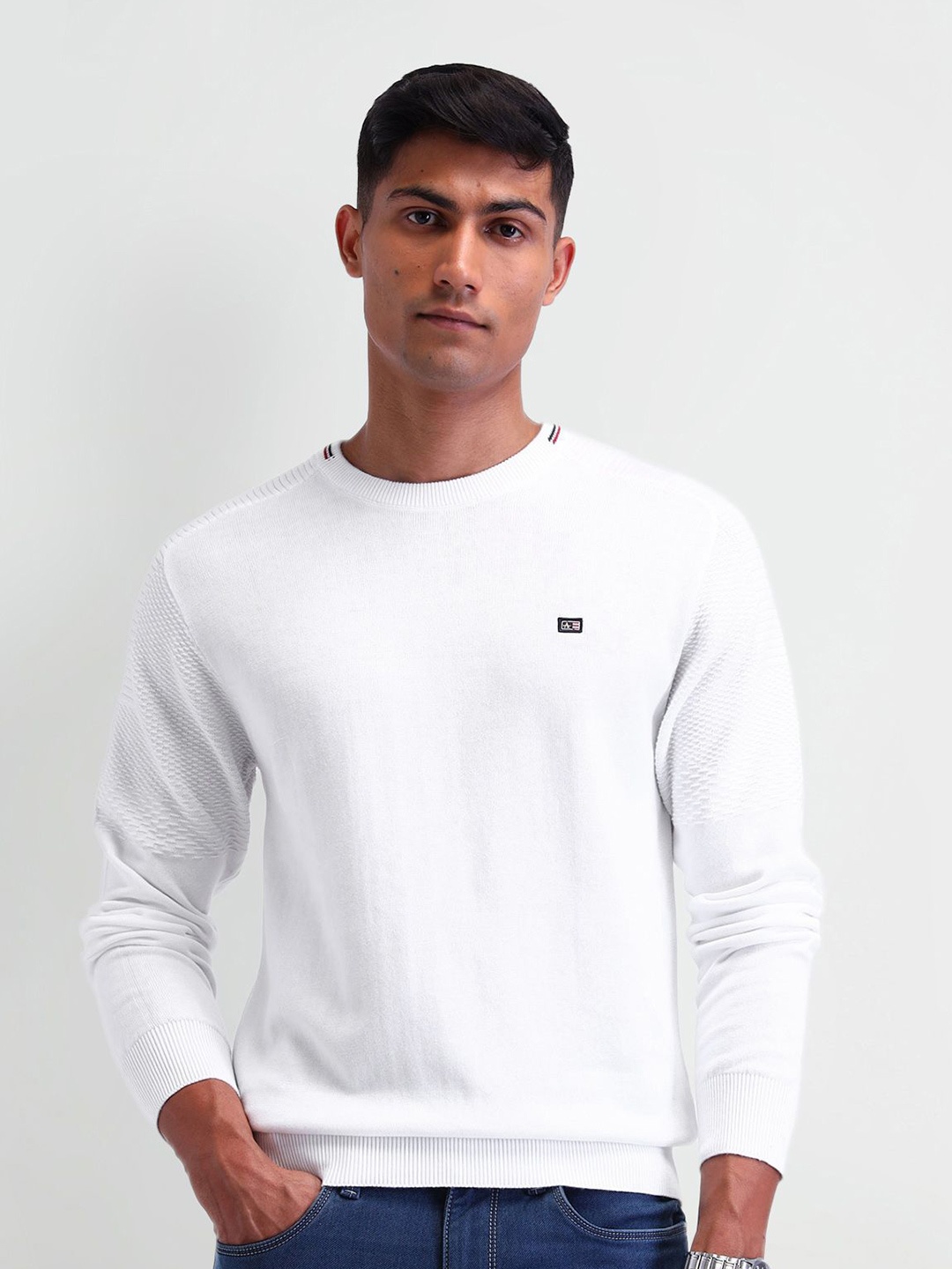 

Arrow Sport Men Pullover Round Neck Sweaters, White