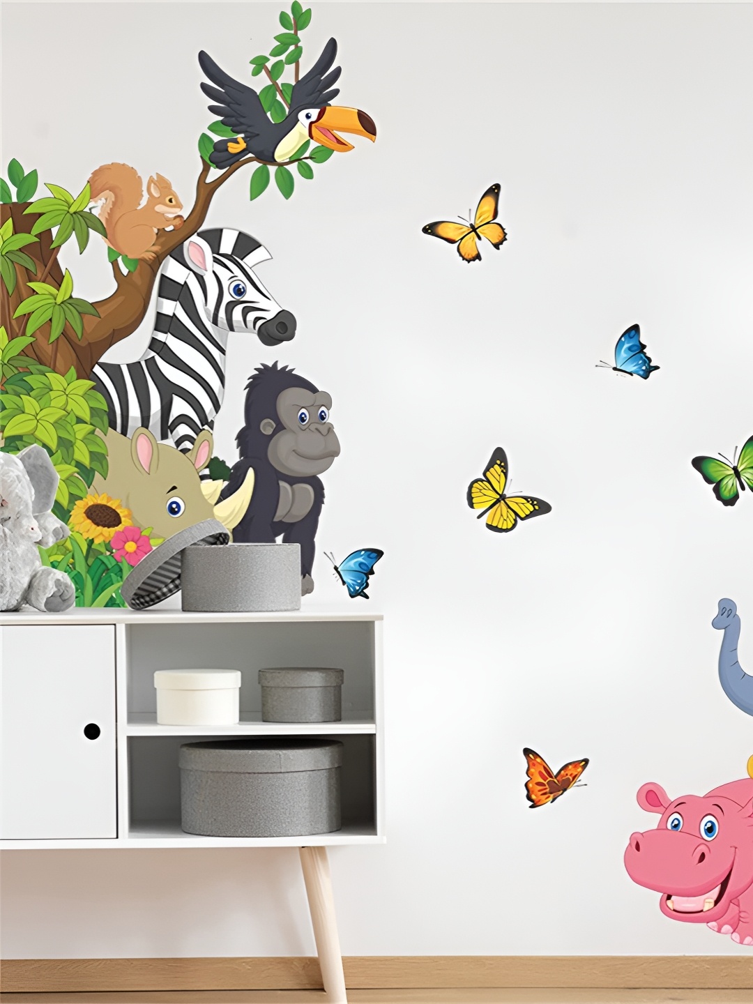 

Asian royal Green & Brown Animals Printed Self Adhesive Wall Sticker