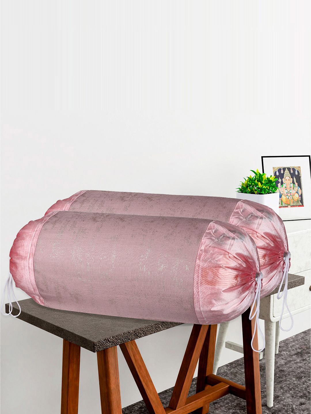 

Kuber Industries Pink 4 Pieces Printed Bolster Covers