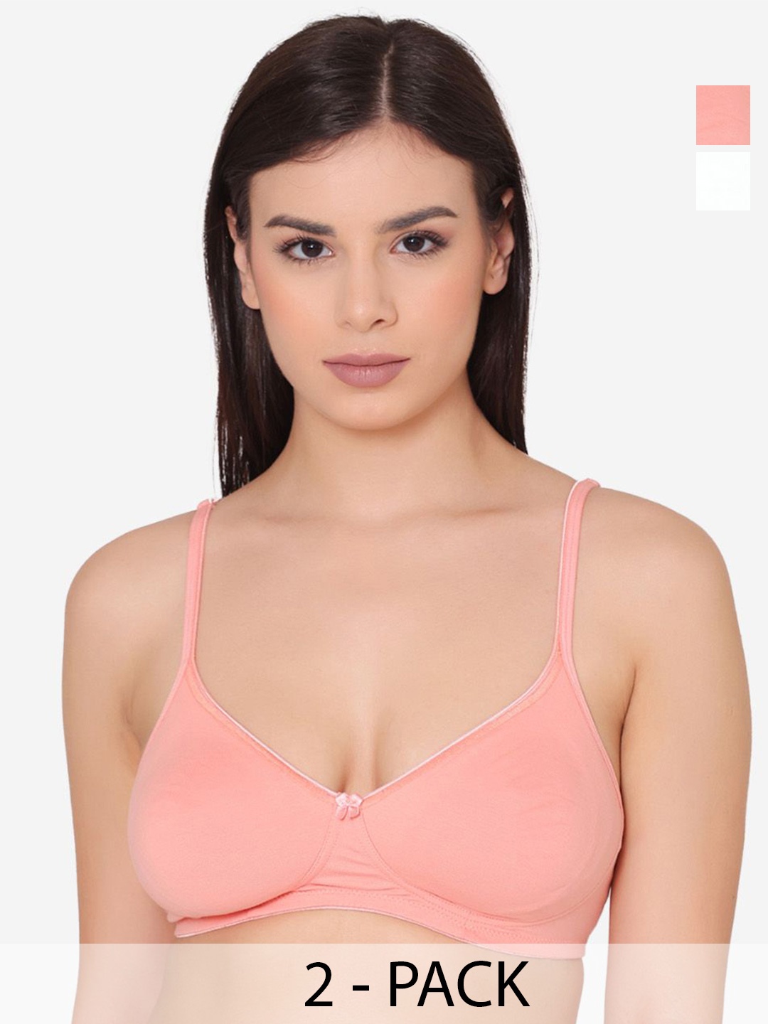 

GROVERSONS Women Pack of 2 T-Shirt Paris Beauty Bra Full Coverage, Peach