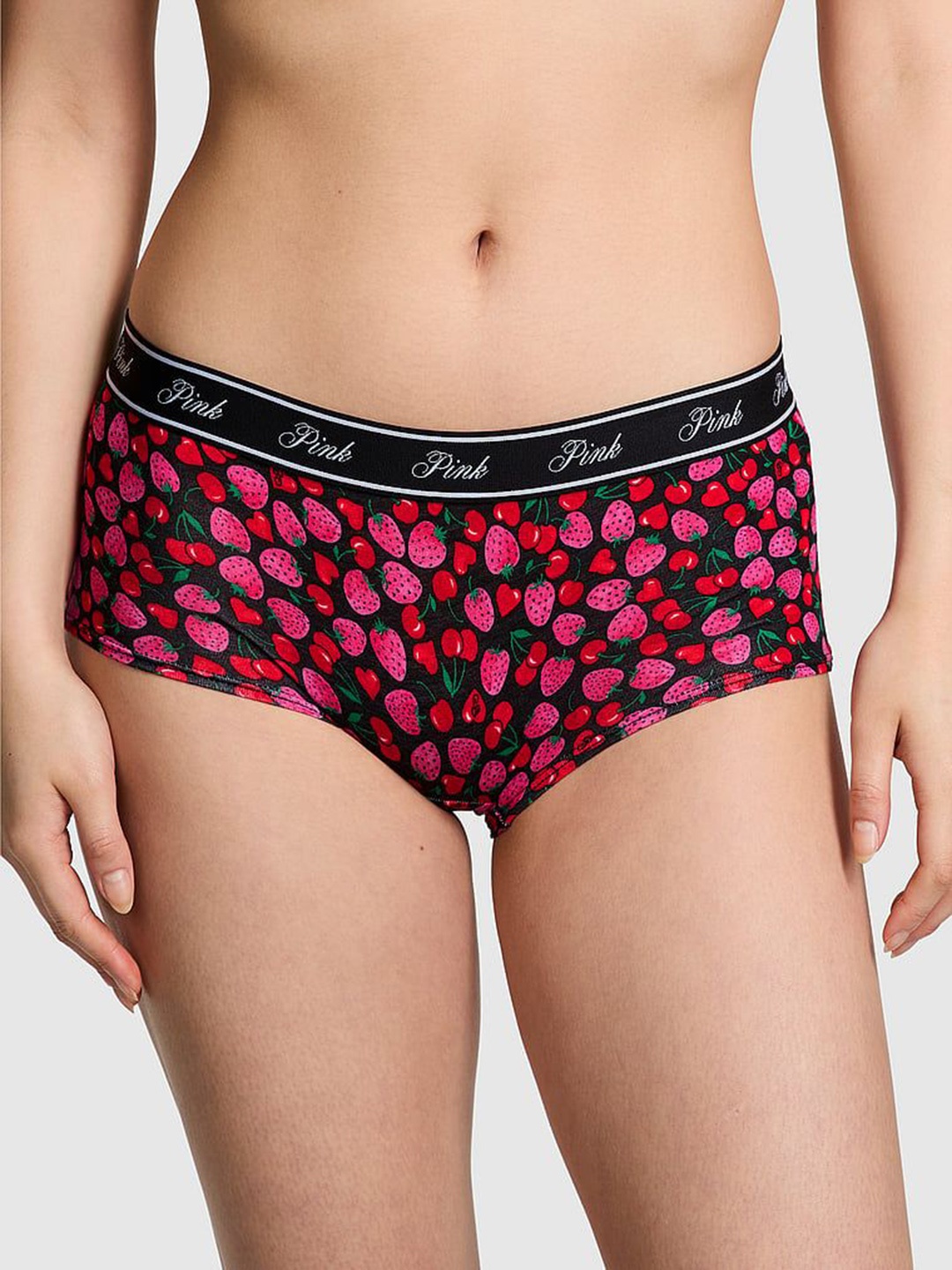 

Victoria's Secret Women Printed Low-Rise Boy Shorts Briefs, Pink