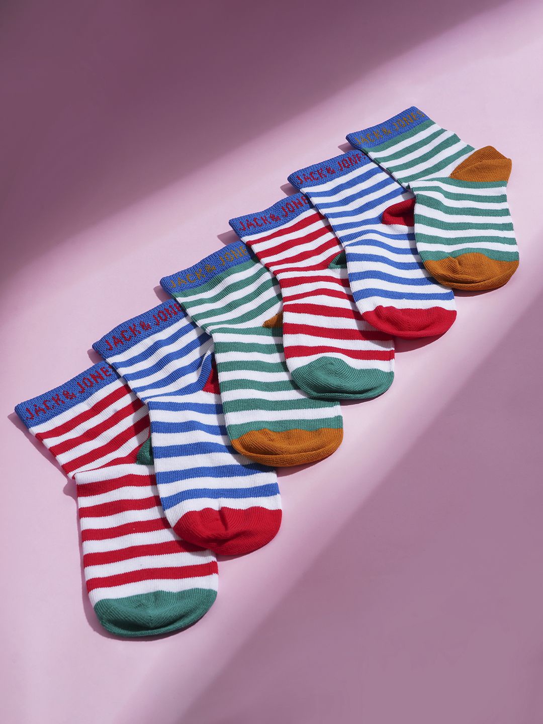 

Jack & Jones Junior Boys Pack Of 3 Striped Ankle-Length Socks, Blue