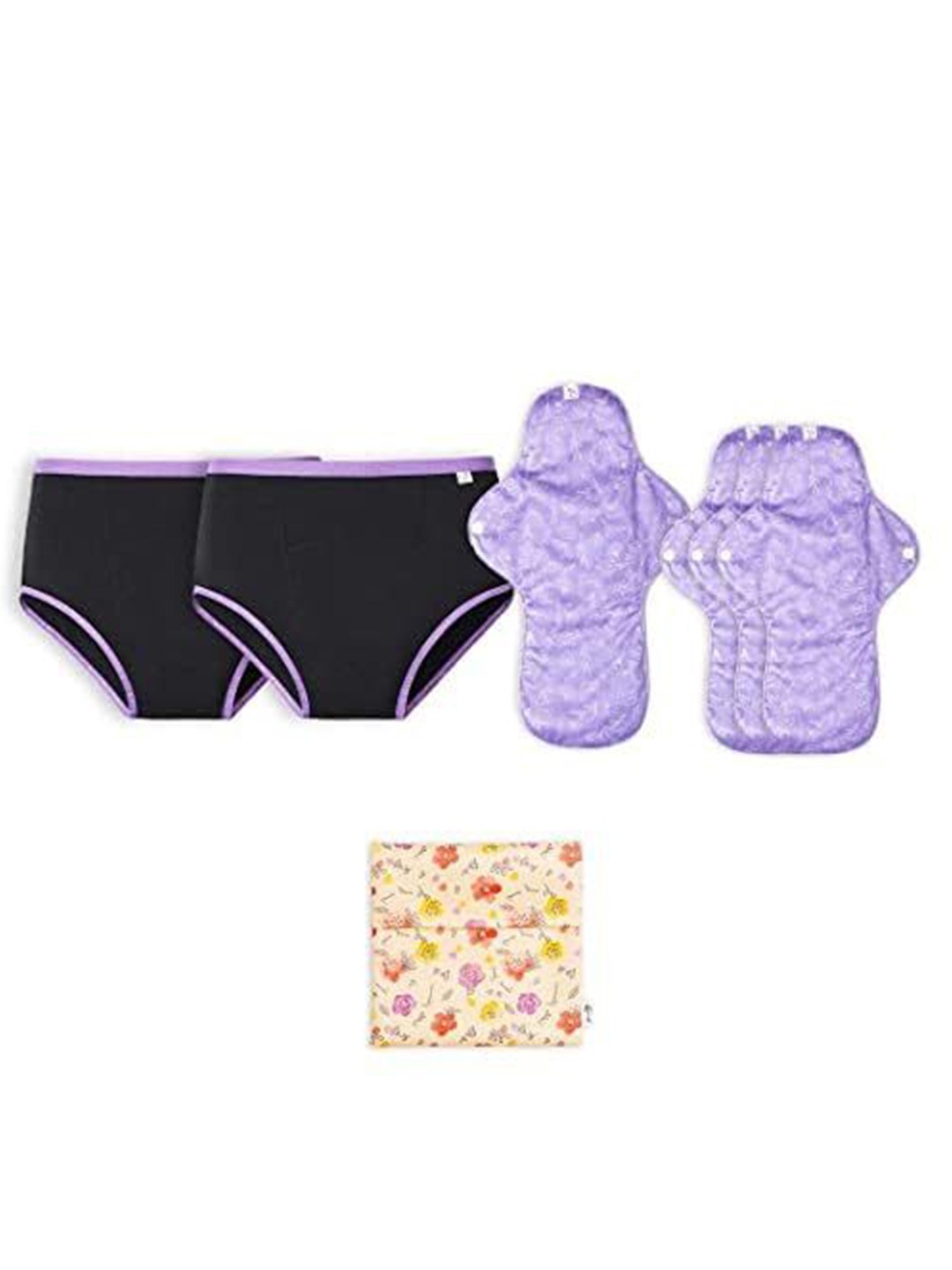 

SuperBottoms Set of 2 Maxabsorb High Waist Leak-Free Period Underwear With 4 Pads & Pouch, Black