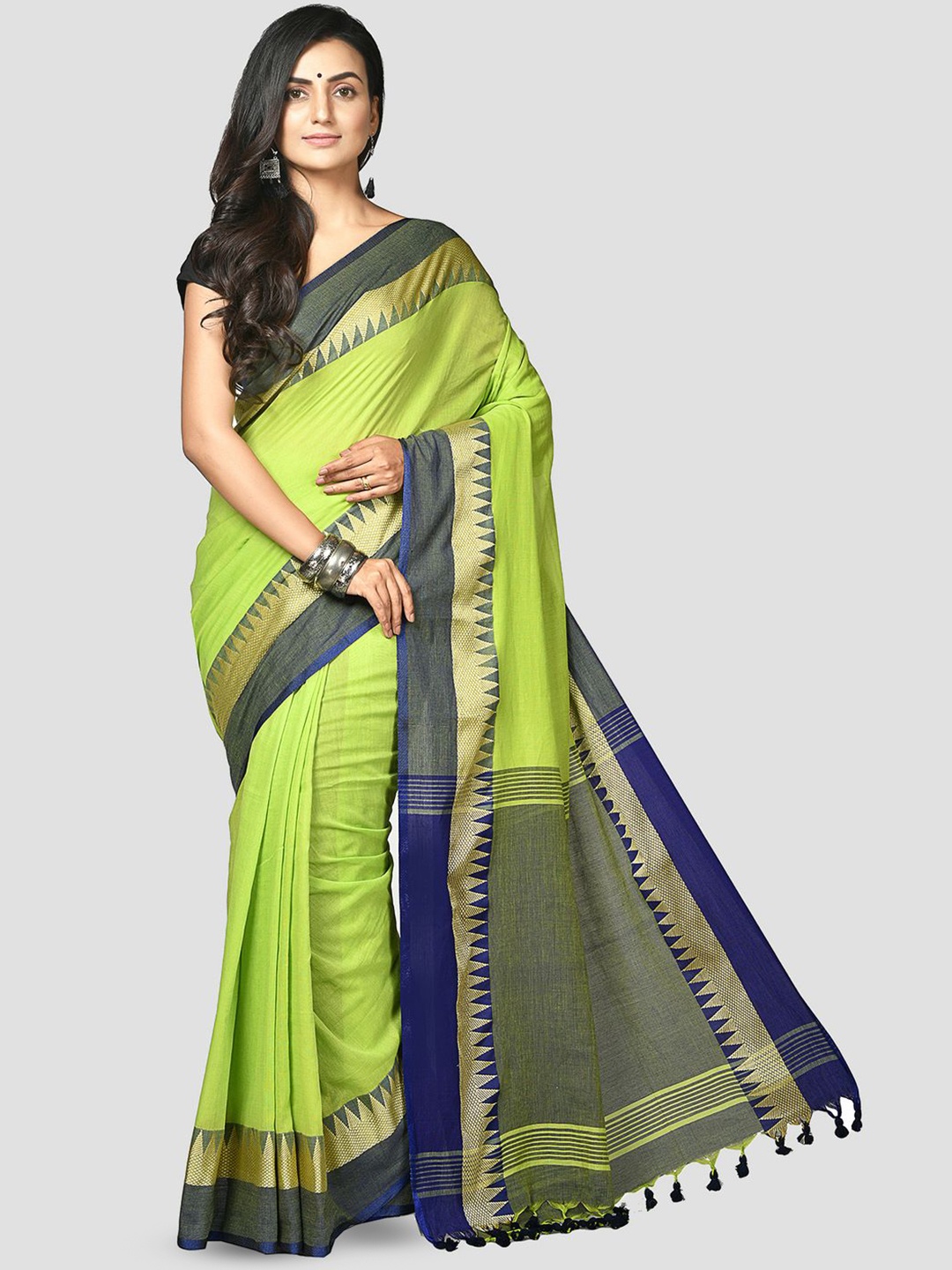 

Crochetin Woven Design Pure Cotton Ready to Wear Saree, Green