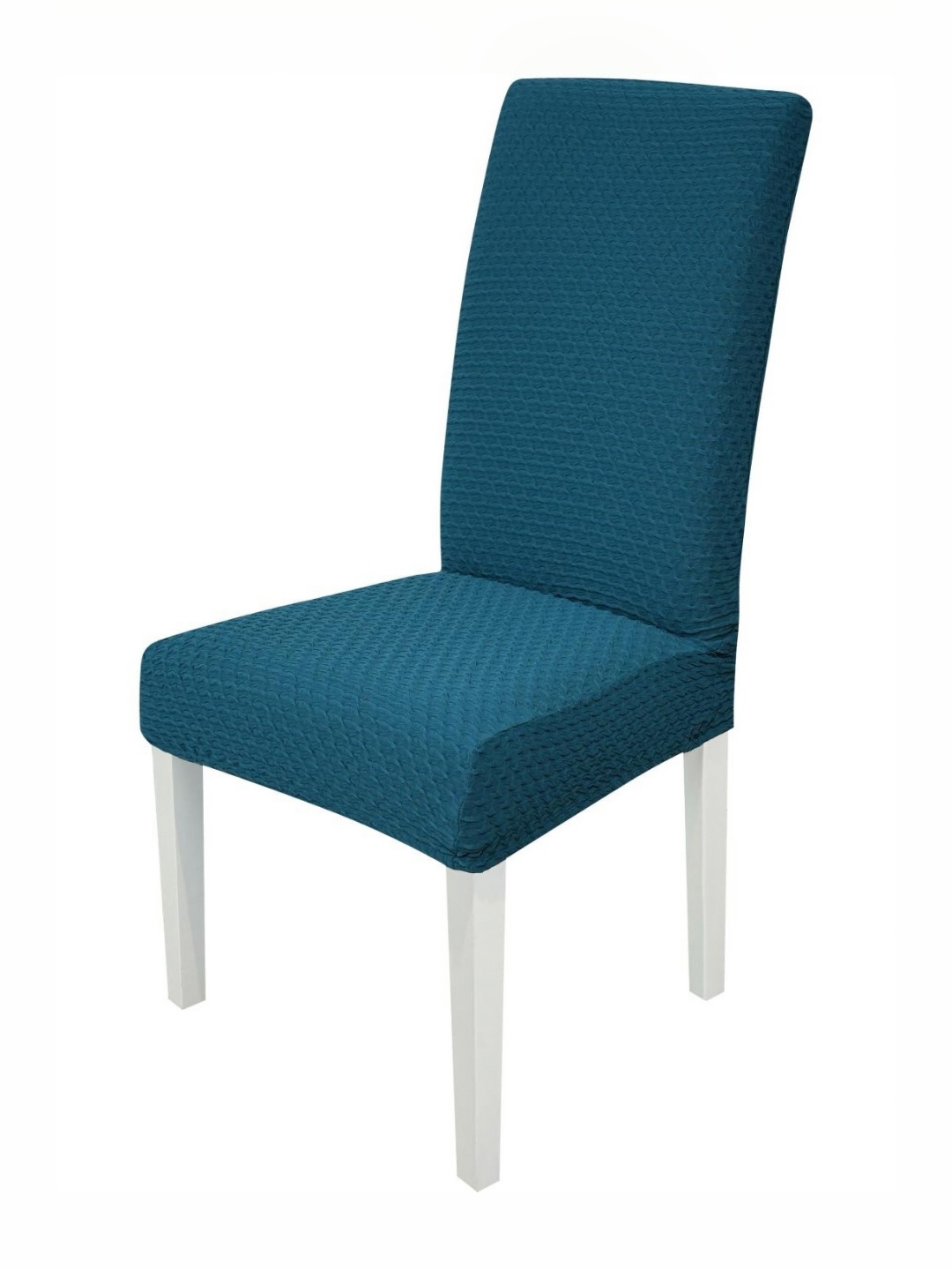 

HOUSE OF QUIRK Teal Blue Textured Jacquard Removable & Washable Chair Covers