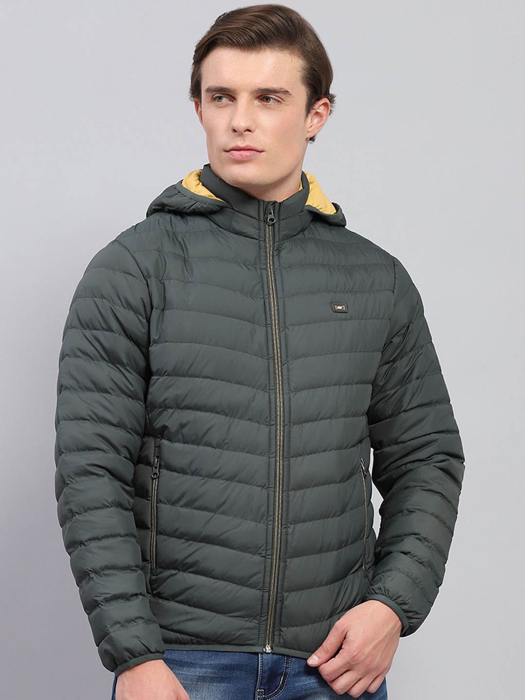 

Monte Carlo Men Hooded Solid Casual Puffer Jacket, Olive