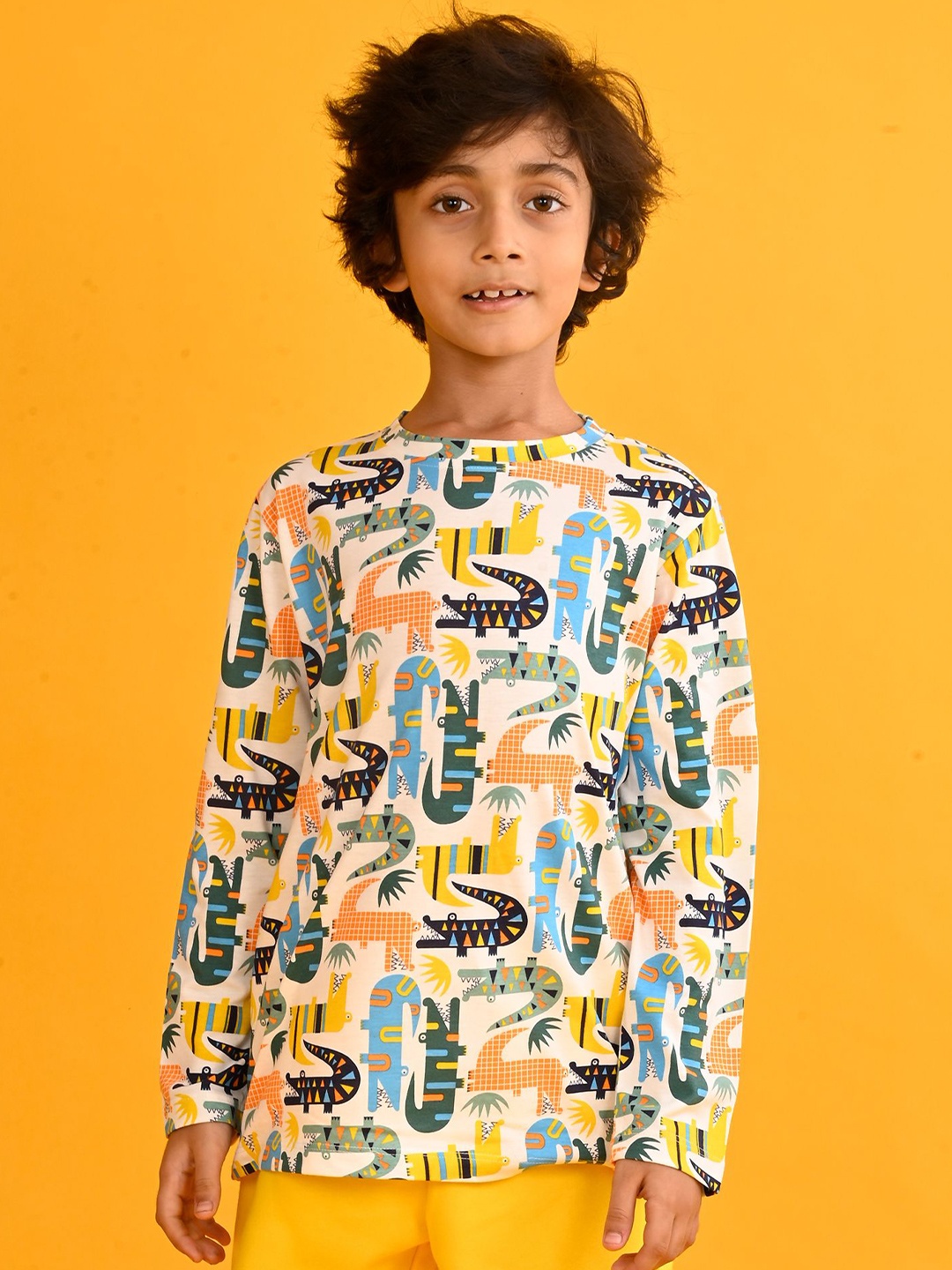 

Anthrilo Boys Printed Raw Edge T-shirt, White
