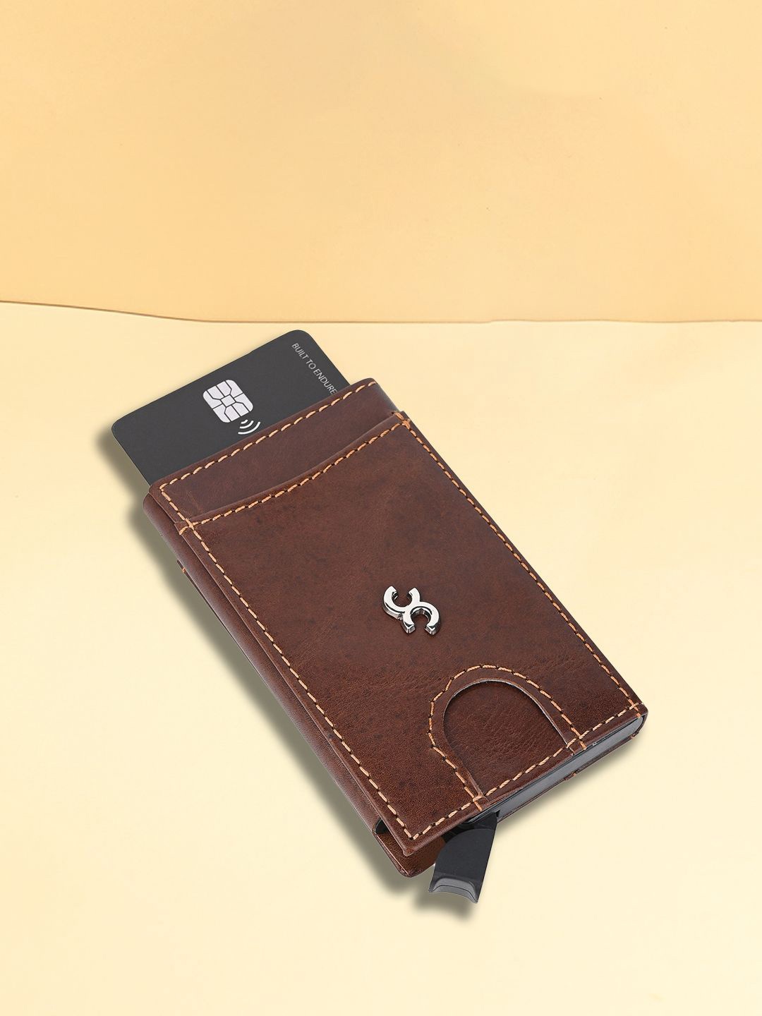 

One8 Men Leather Card Holder, Brown