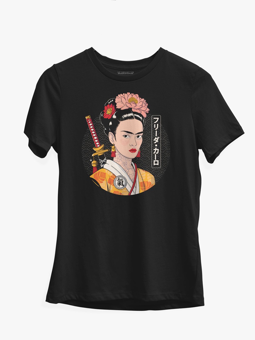 

THREADCURRY Girls Graphic Printed Round Neck Cotton T-shirt, Black