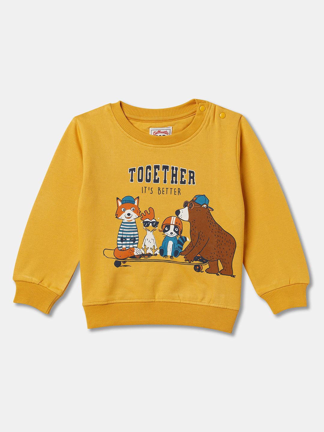 

R&B Boys Printed Cotton Sweatshirt, Yellow