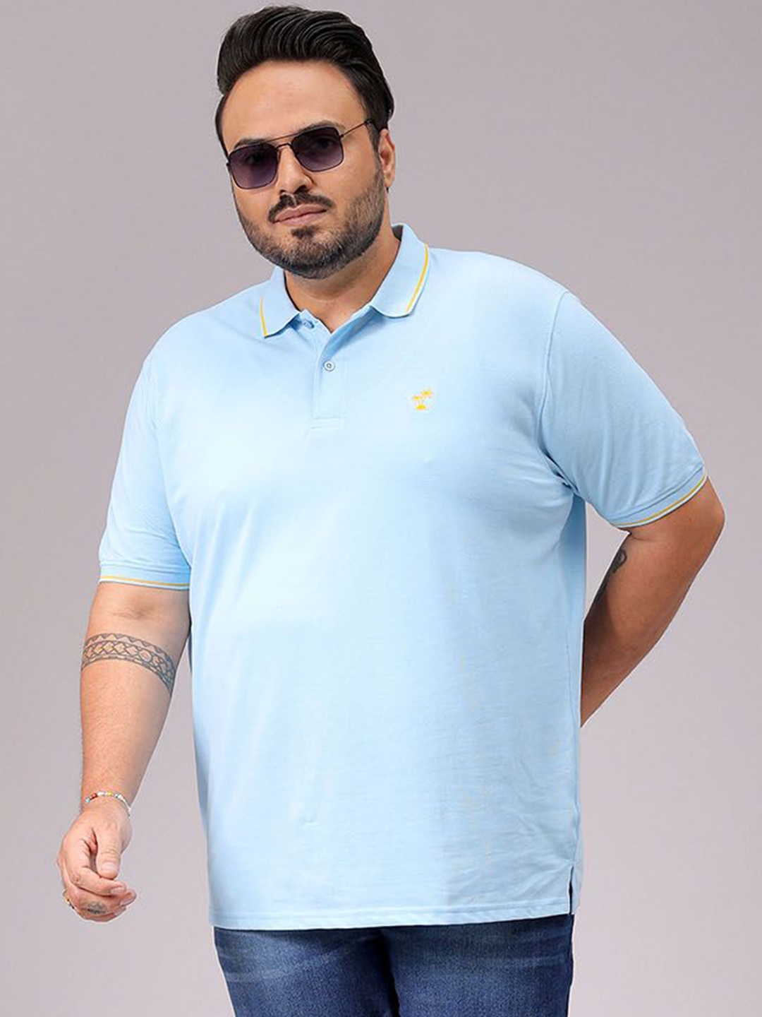 

Hardsoda by The Indian Garage Co Men Solid Polo Collar Cotton T-shirt, Blue