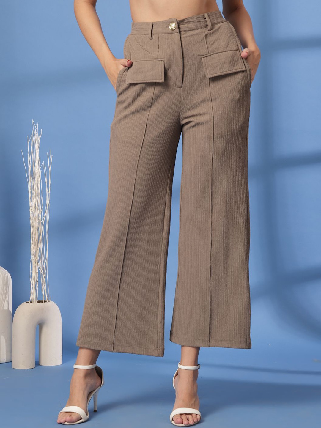 

plusS Women Loose Fit Trousers, Beige